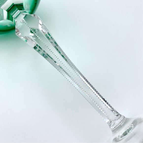 ‼️PENDING‼️Vintage Emerald Green Cut to Clear Crystal Wine Hock Glass Bohemian - Picture 5 of 15